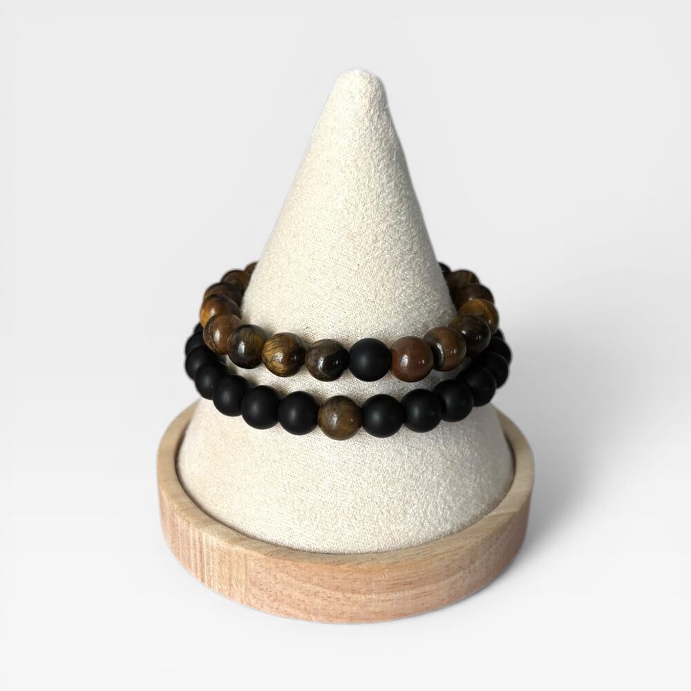 Natural Stone Beads Men 2 Piece Set Bracelet